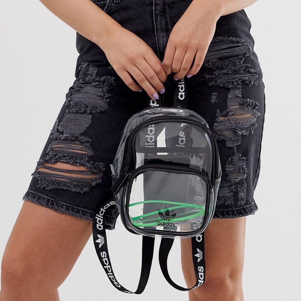 Adidas Transparent Mini Trefoil Backpack Black - Picture 8 of 16